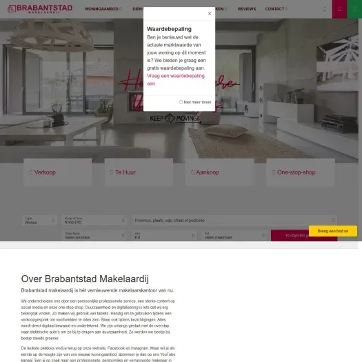 Screenshot van de website van www.brabantstadmakelaardij.nl