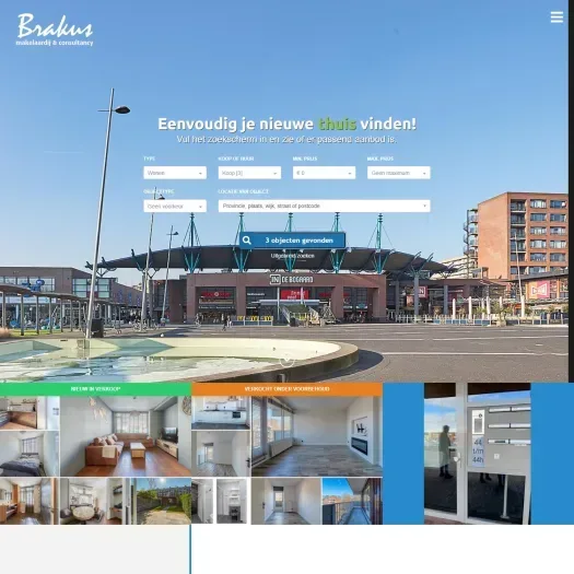Screenshot van de website van www.brakusmakelaardij.nl