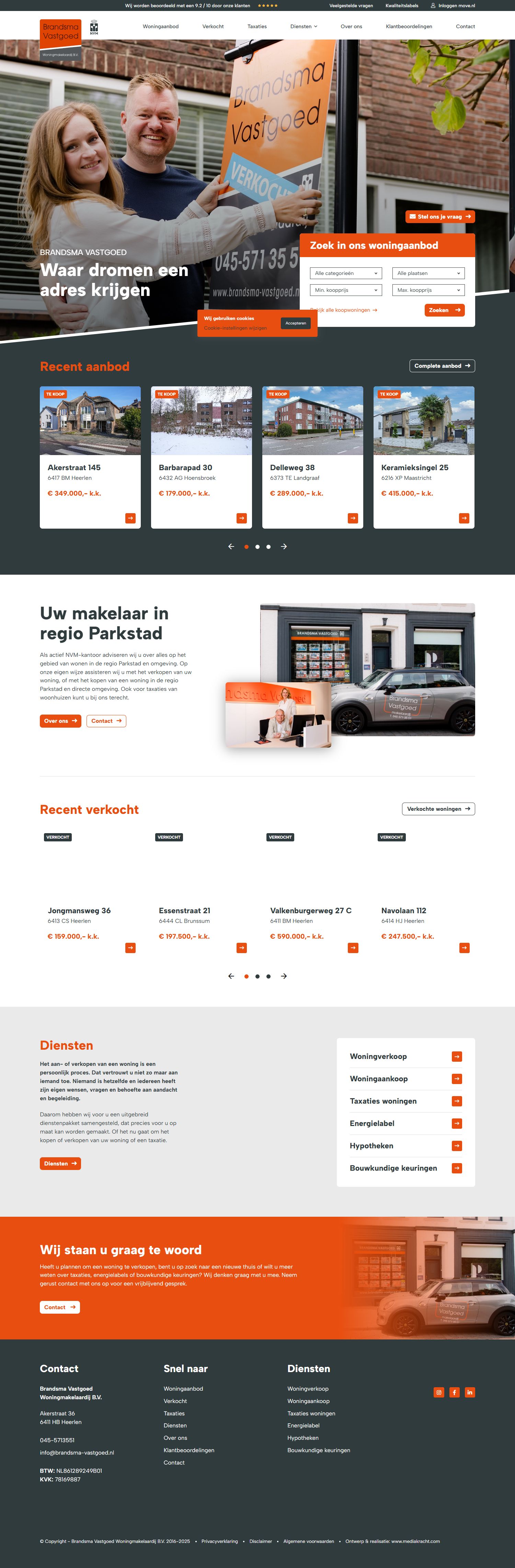 Screenshot of the website of www.brandsma-vastgoed.nl