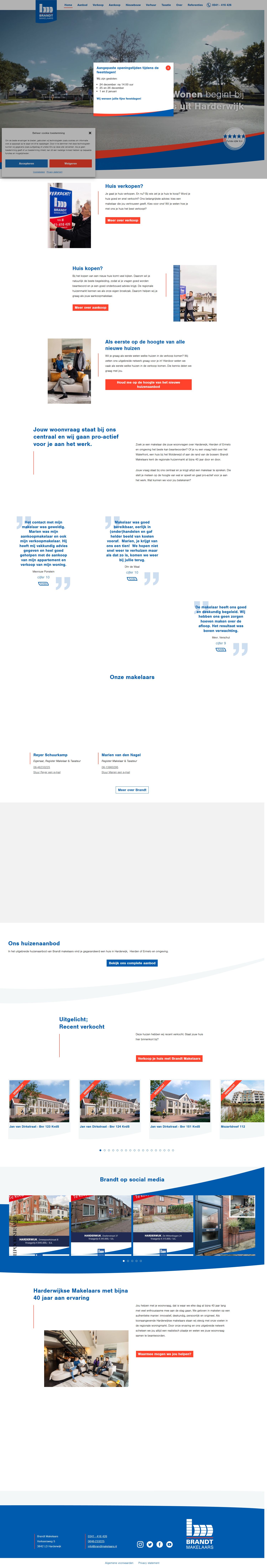 Screenshot van de website van www.brandtmakelaars.nl