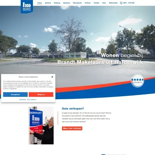 Screenshot of the website of www.brandtmakelaars.nl