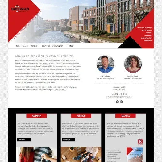 Screenshot van de website van www.bregmanwonen.nl