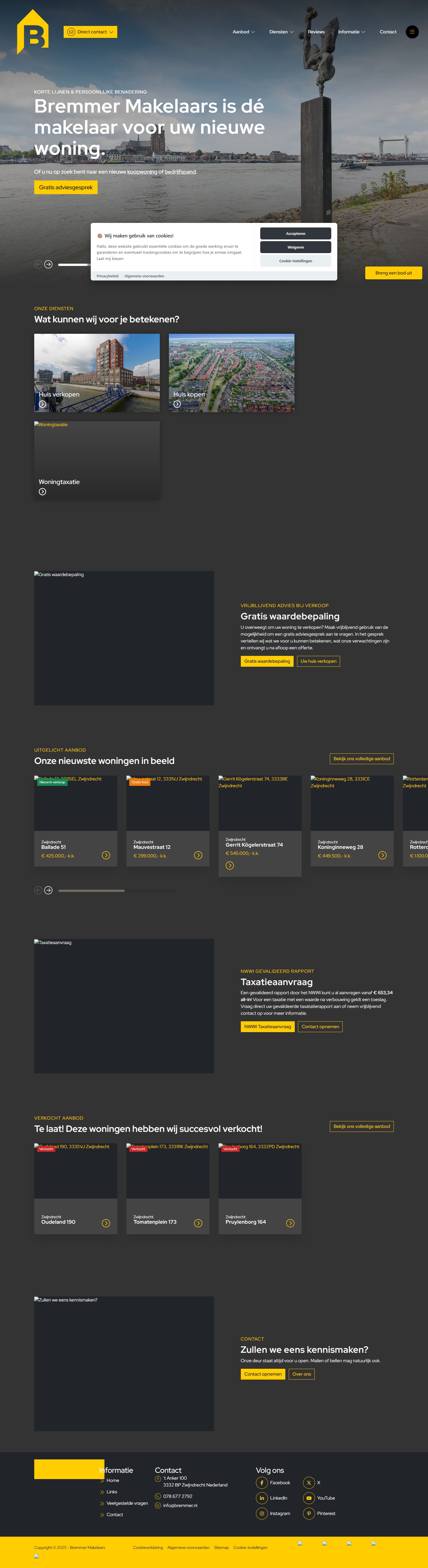 Screenshot van de website van www.bremmer.nl