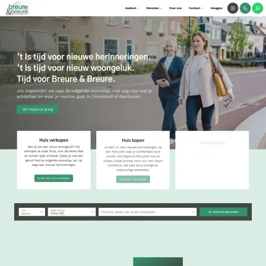 Screenshot of the website of www.breuremakelaardij.nl