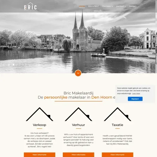 Screenshot van de website van www.bricmakelaardij.nl
