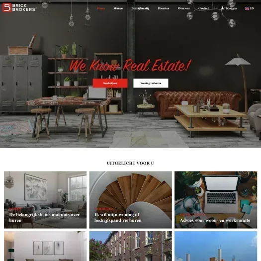 Screenshot van de website van www.brickbrokers.nl