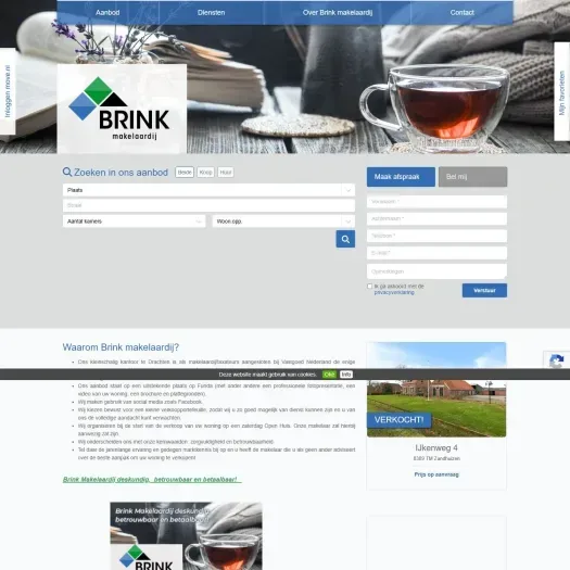 Screenshot van de website van www.brinkmakelaardij.nl