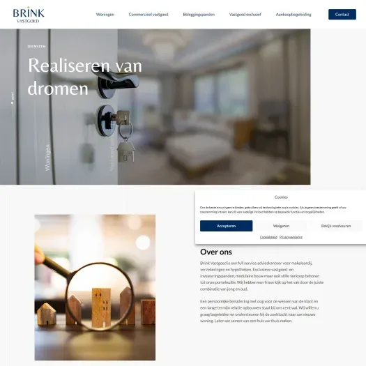 Screenshot of the website of brinkvastgoed.nl