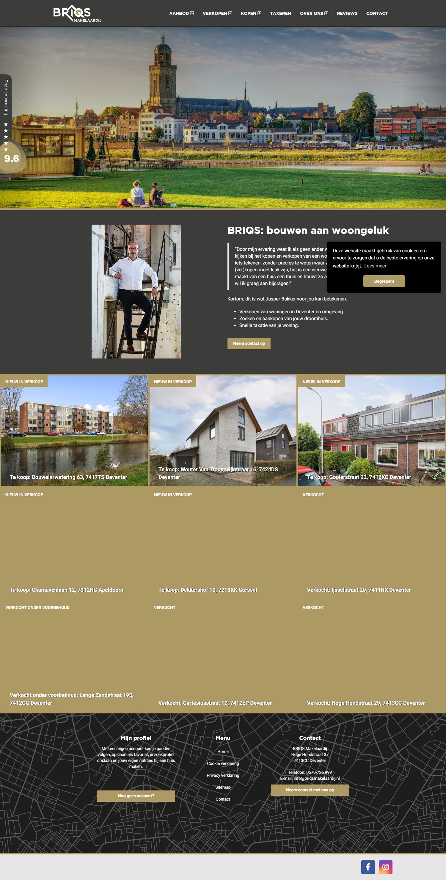 Screenshot of the website of www.briqsmakelaardij.nl