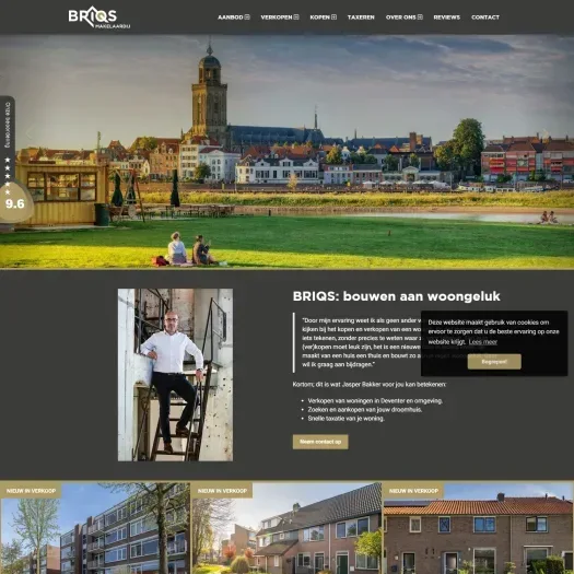 Screenshot van de website van www.briqsmakelaardij.nl