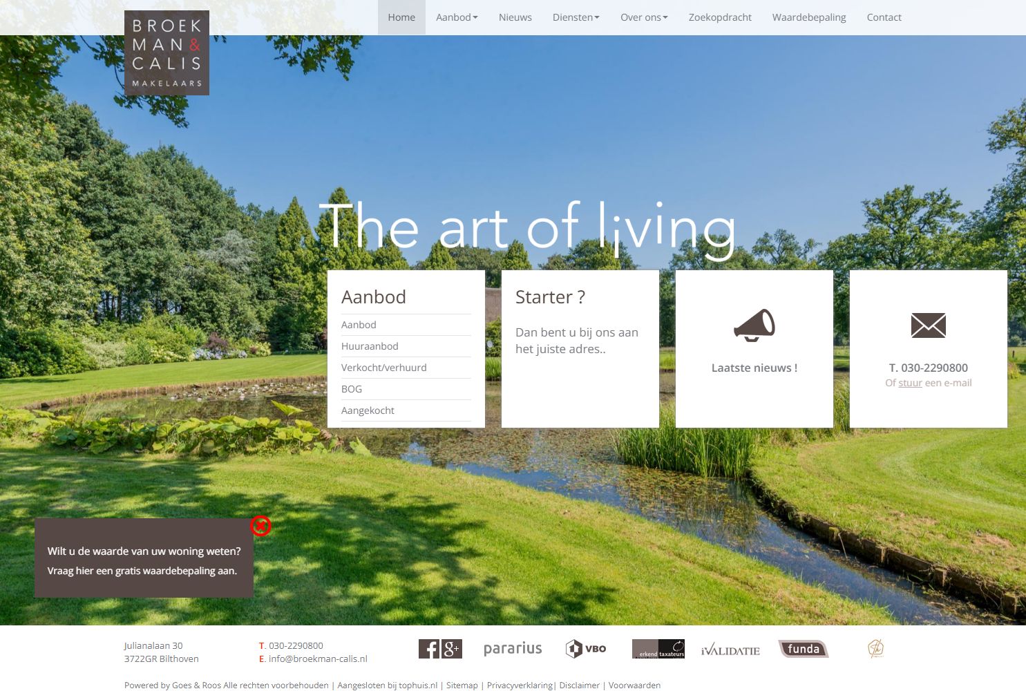 Screenshot of the website of www.broekman-calis.nl