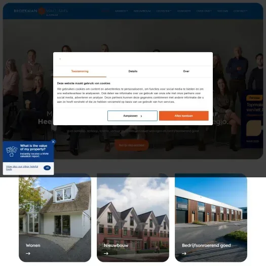 Screenshot of the website of www.broekmanmakelaars.nl