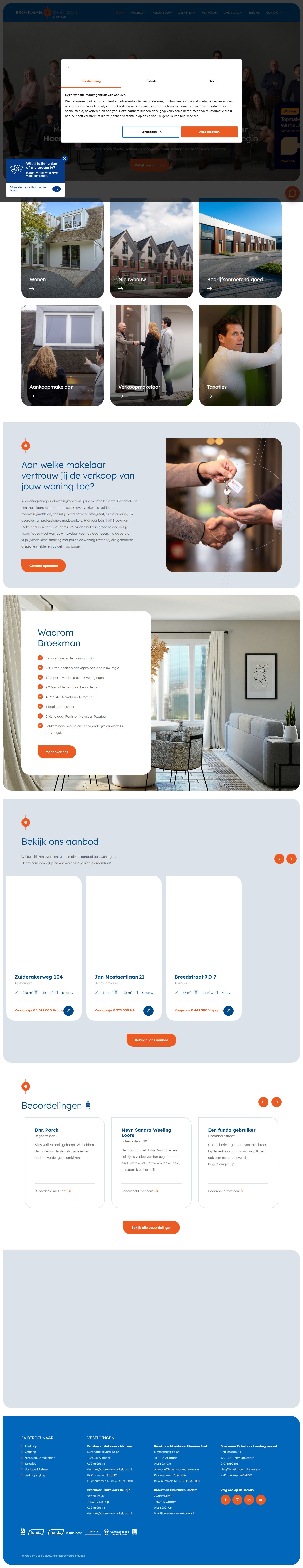 Screenshot of the website of www.broekmanmakelaars.nl