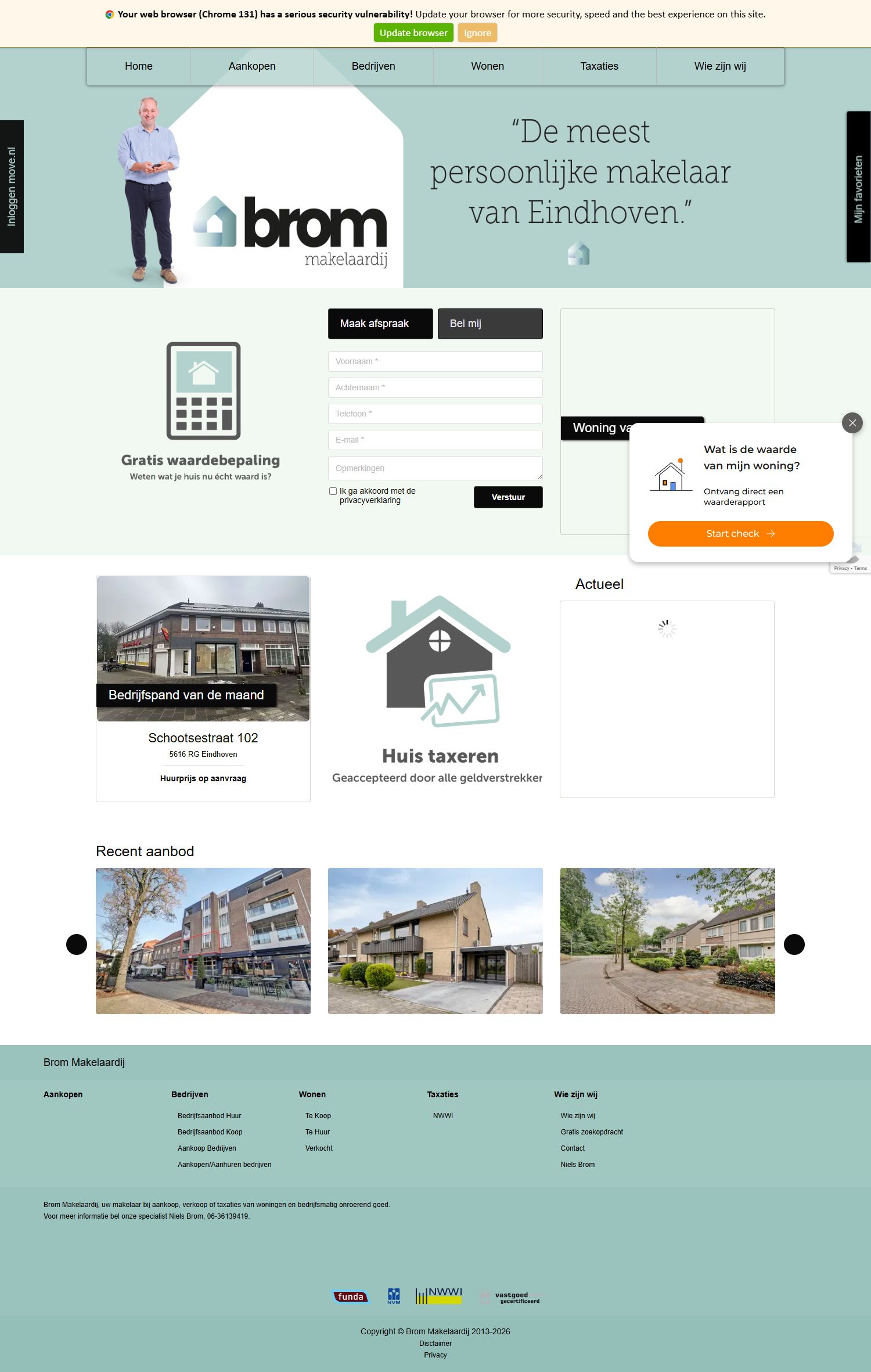 Screenshot der Website von www.brommakelaardij.nl