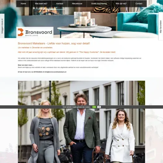 Screenshot of the website of www.bronsvoordmakelaars.nl