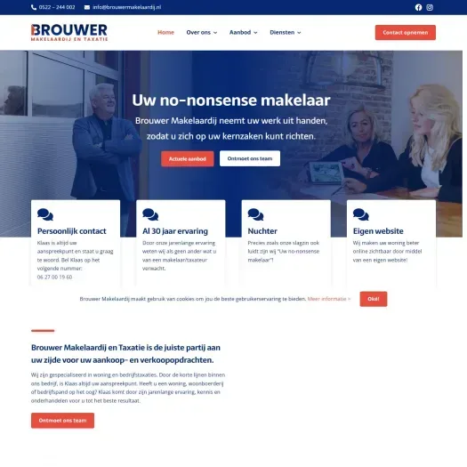 Screenshot der Website von www.brouwermakelaardij.nl
