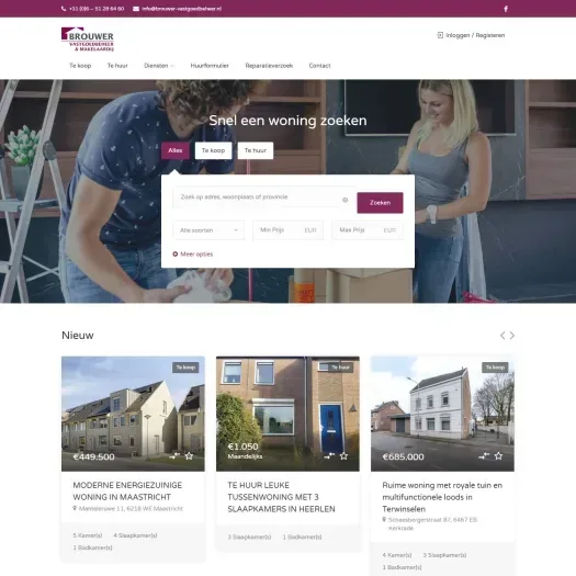 Screenshot der Website von www.brouwer-vastgoedbeheer.nl