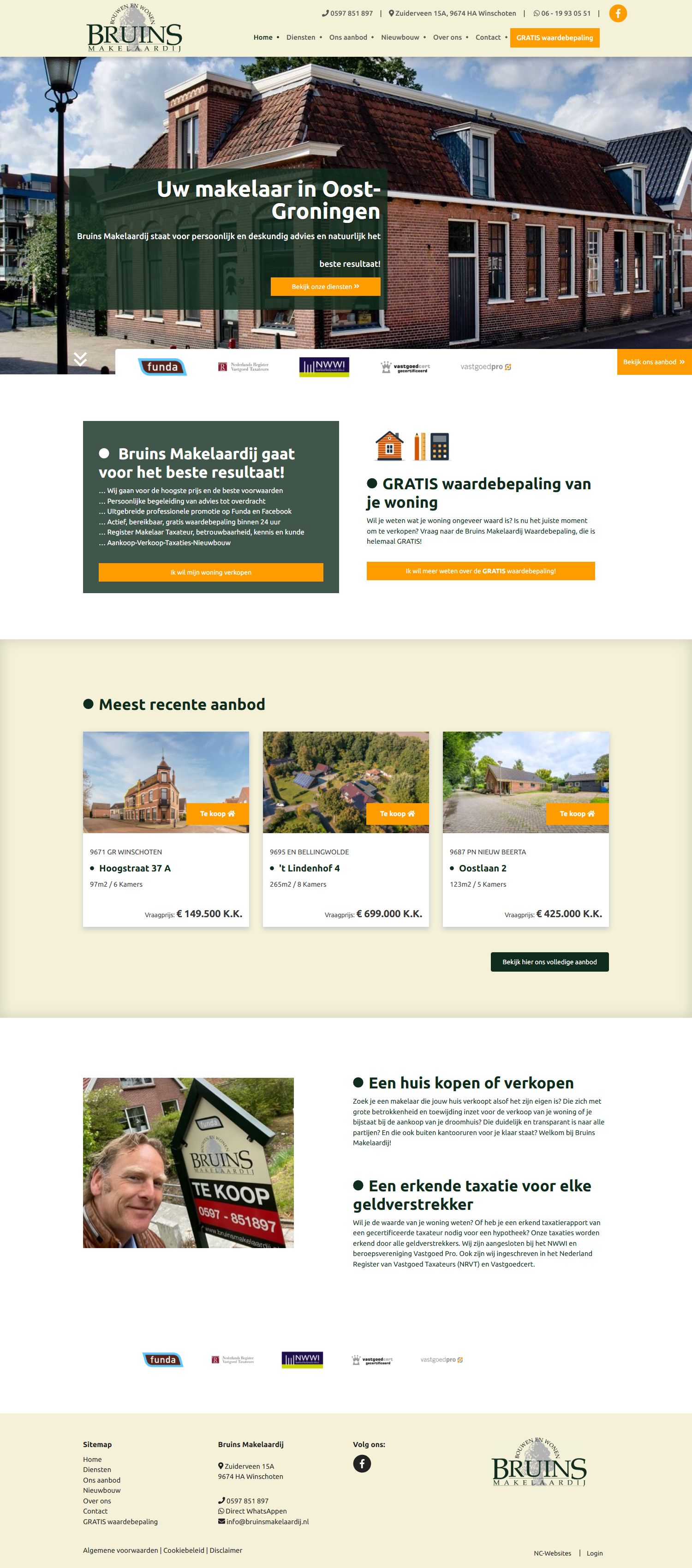 Screenshot of the website of www.bruinsmakelaardij.nl