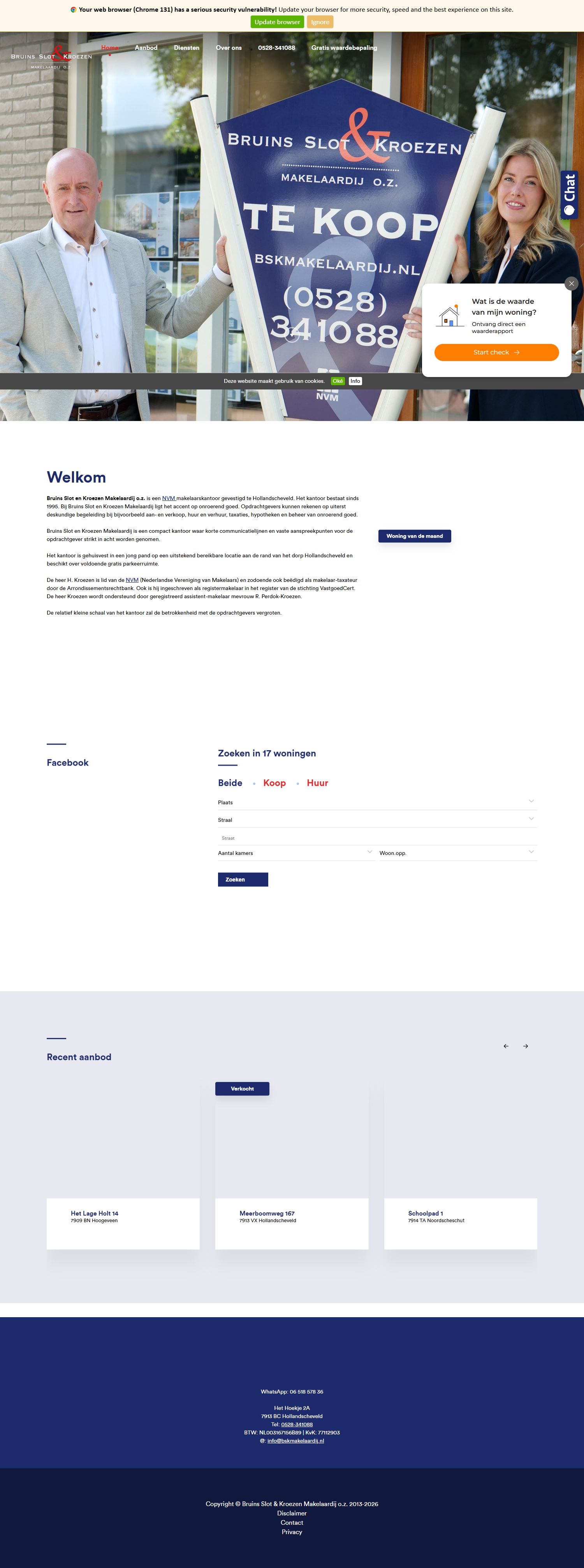 Screenshot of the website of www.bskmakelaardij.nl