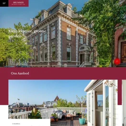 Screenshot van de website van www.brummermakelaars.nl