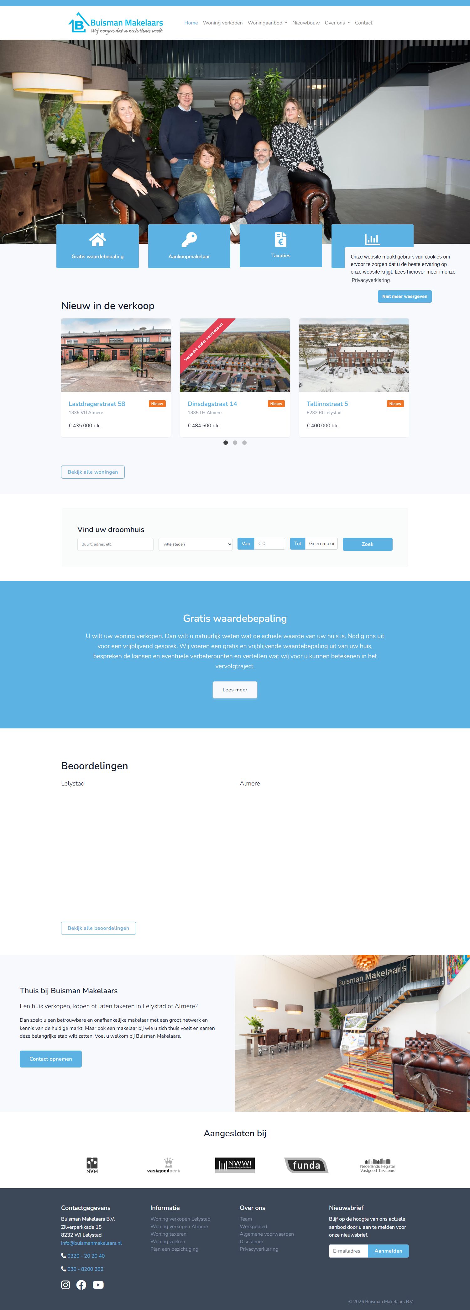 Screenshot of the website of www.buismanmakelaars.nl
