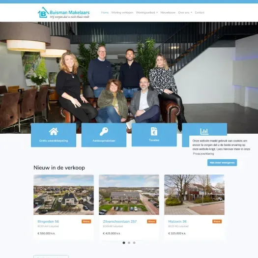 Screenshot of the website of www.buismanmakelaars.nl