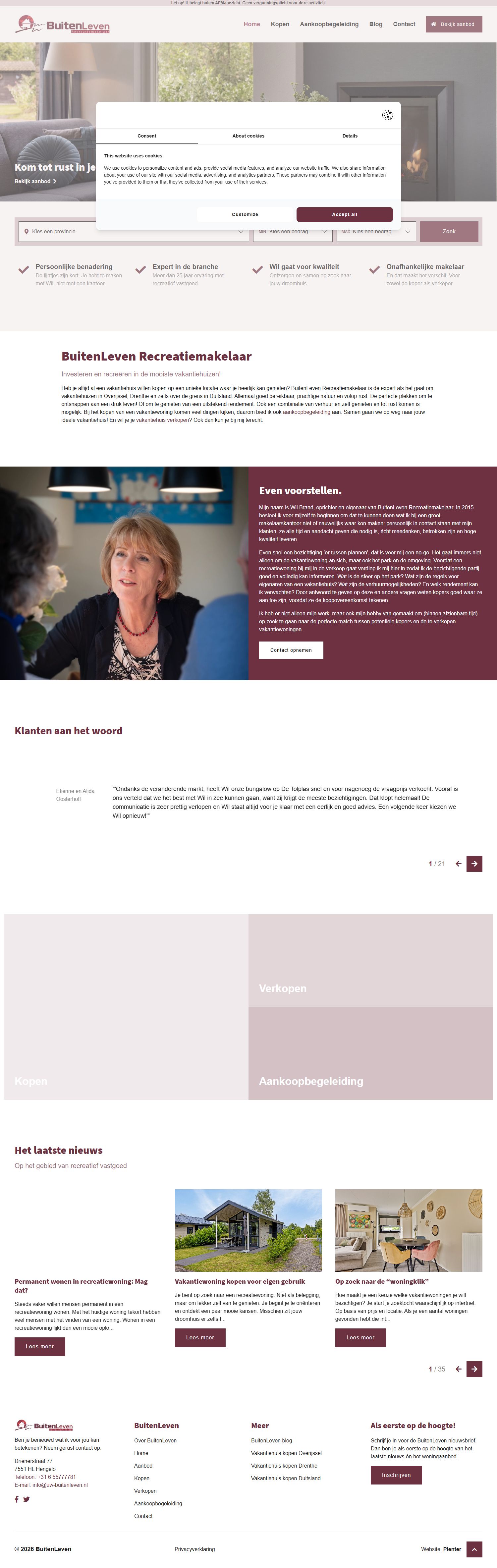 Screenshot der Website von www.uw-buitenleven.nl