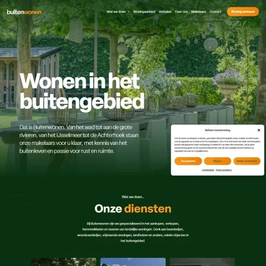 Screenshot der Website von www.buitenwonen.nl