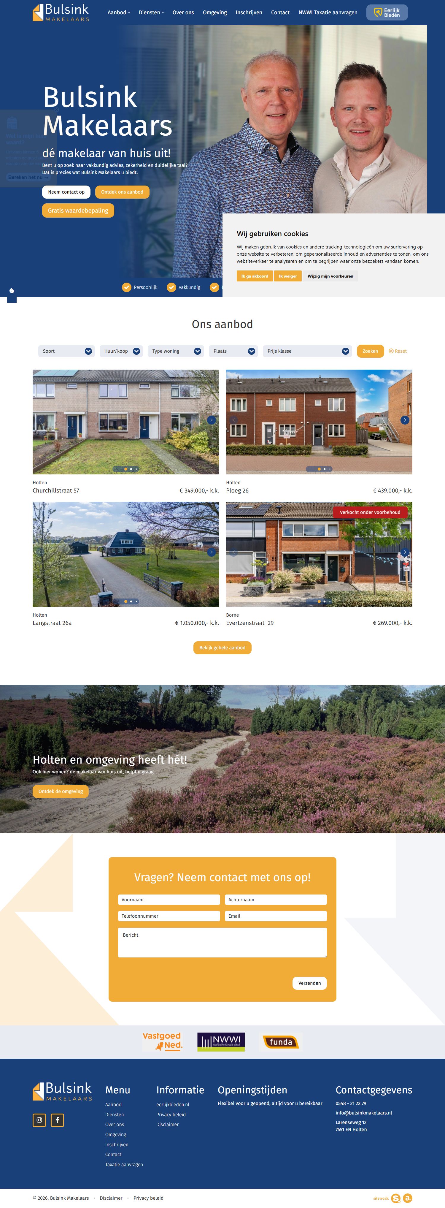 Screenshot der Website von www.bulsinkmakelaars.nl