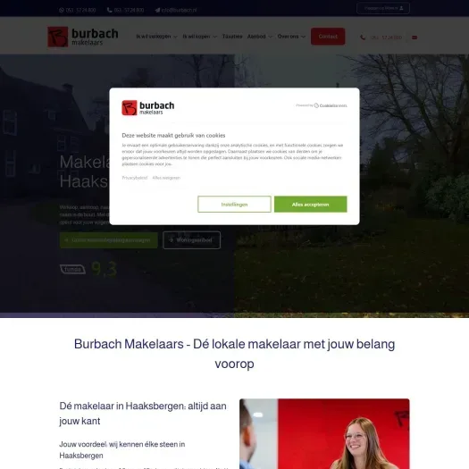 Screenshot van de website van www.burbach.nl