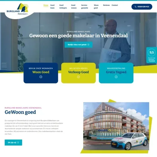 Screenshot van de website van www.burglandmakelaars.nl