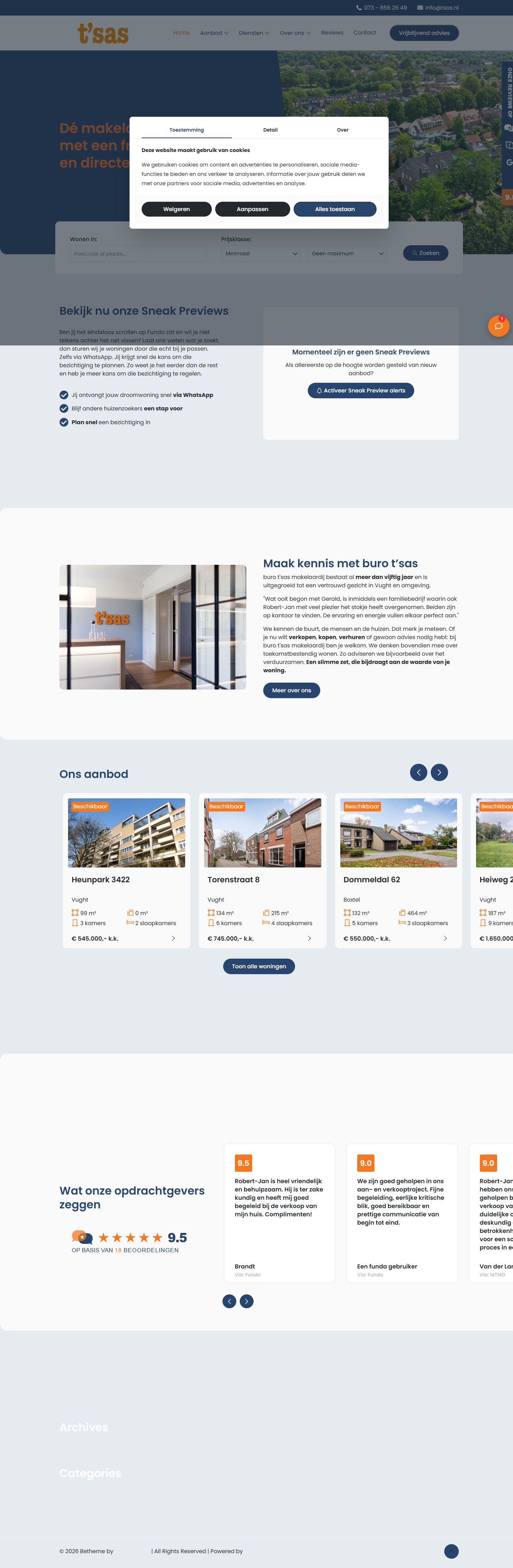 Capture d'écran du site web de www.tsas.nl