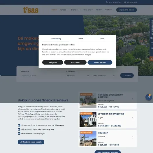 Capture d'écran du site web de www.tsas.nl