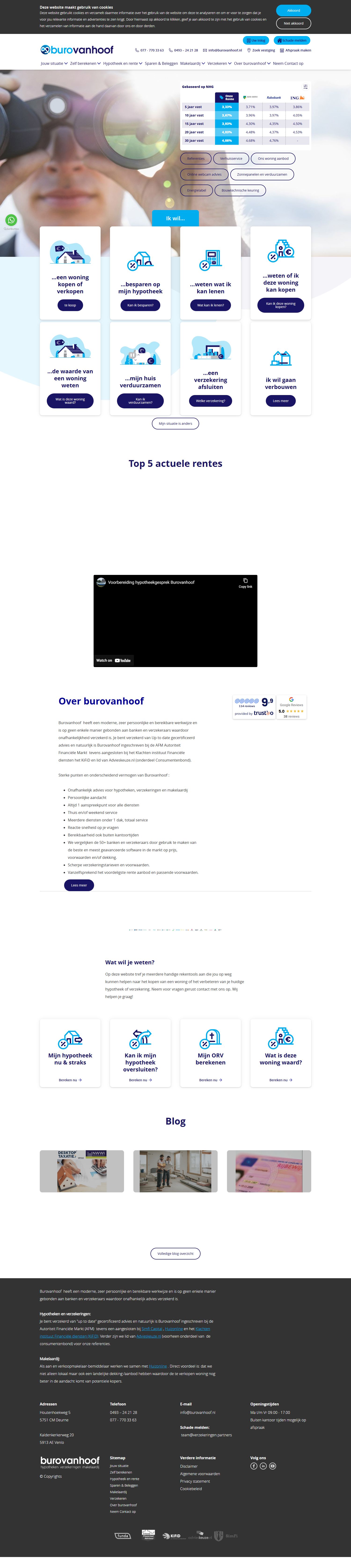 Screenshot der Website von www.burovanhoof.nl