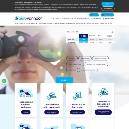 Screenshot of the website of www.burovanhoof.nl