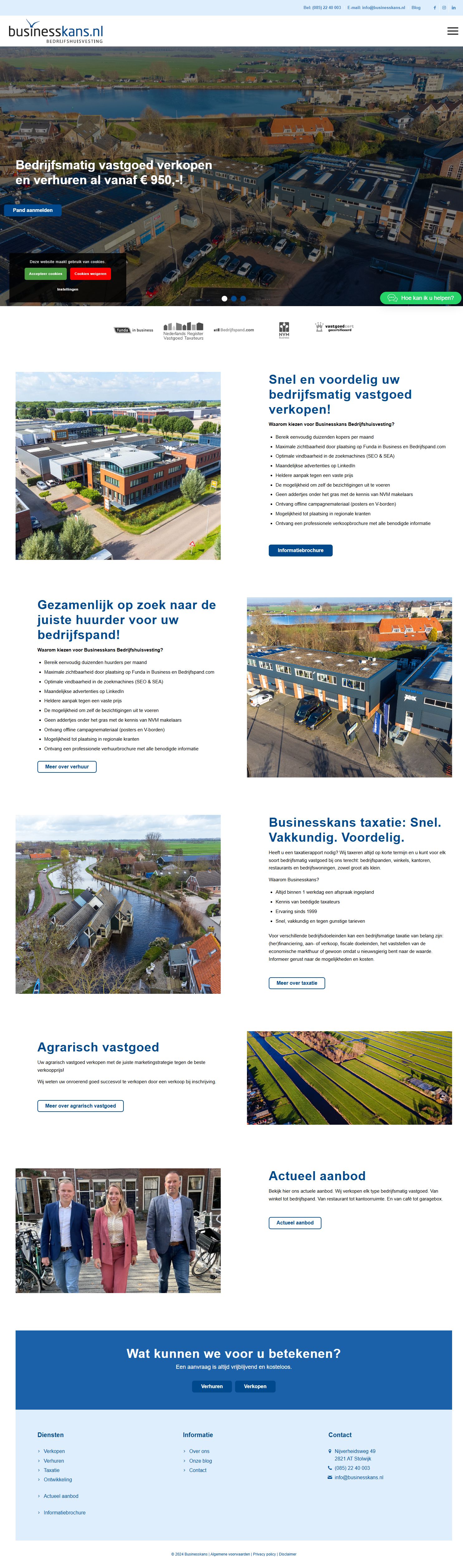 Screenshot of the website of www.businesskans.nl