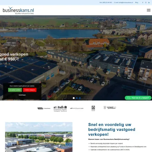 Screenshot of the website of www.businesskans.nl