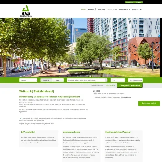 Screenshot of the website of www.bvamakelaardij.nl