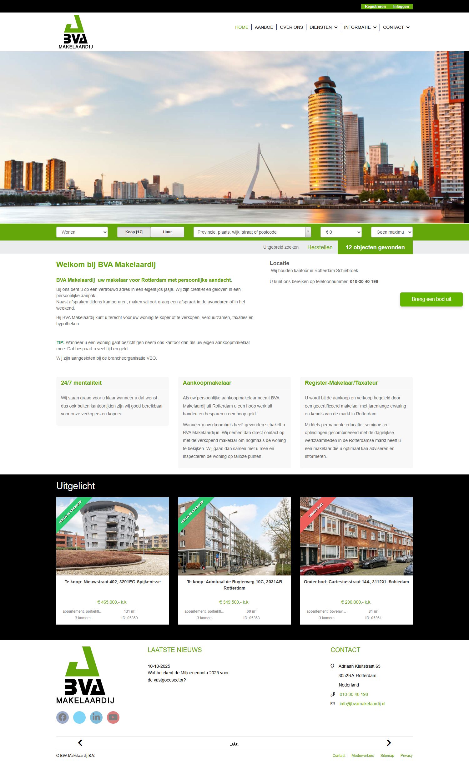 Screenshot van de website van www.bvamakelaardij.nl