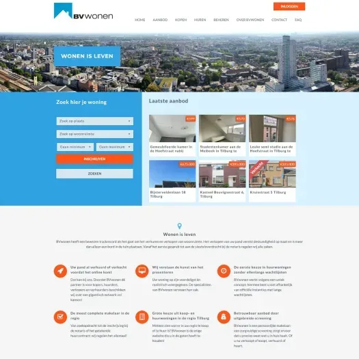 Screenshot of the website of www.bvwonen.nl