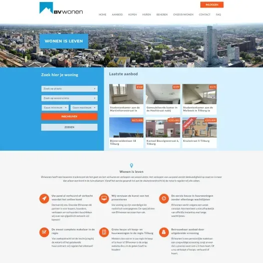 Screenshot of the website of www.bvwonen.nl