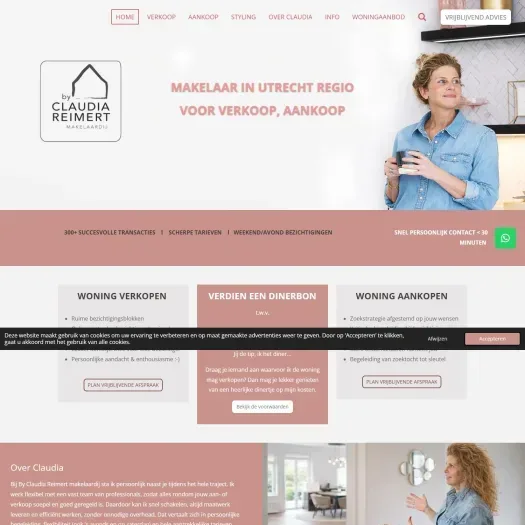 Screenshot van de website van byclaudiareimertmakelaardij.nl