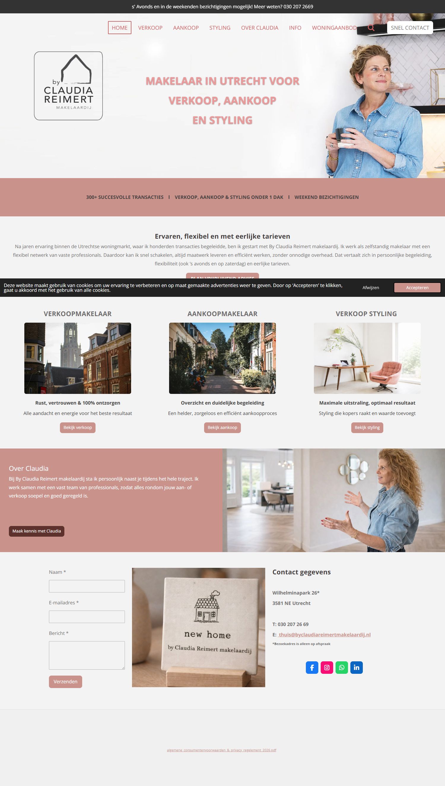Screenshot van de website van www.byclaudiamakelaardij.nl