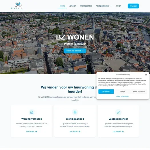 Screenshot van de website van www.bzwonen.nl