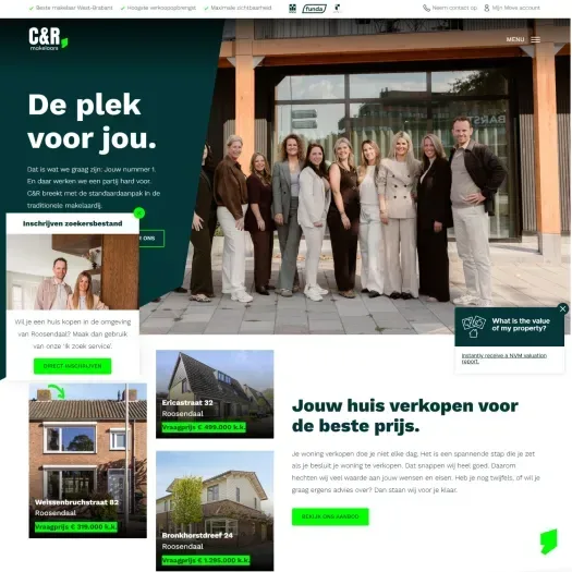 Screenshot of the website of www.crmakelaars.nl