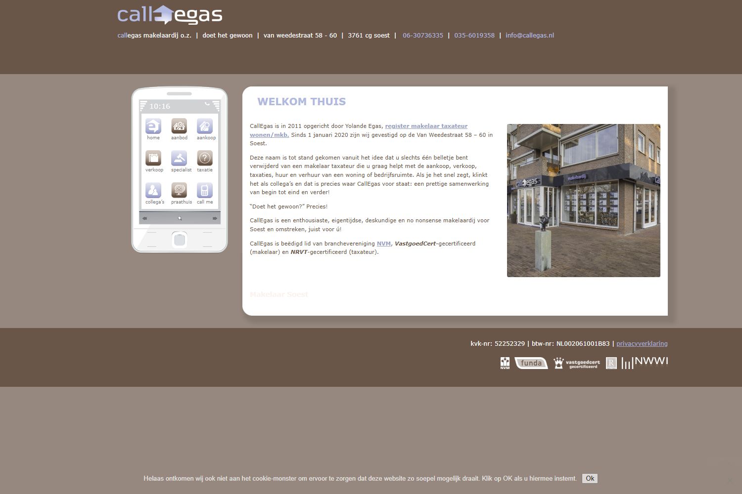 Screenshot der Website von www.callegas.nl