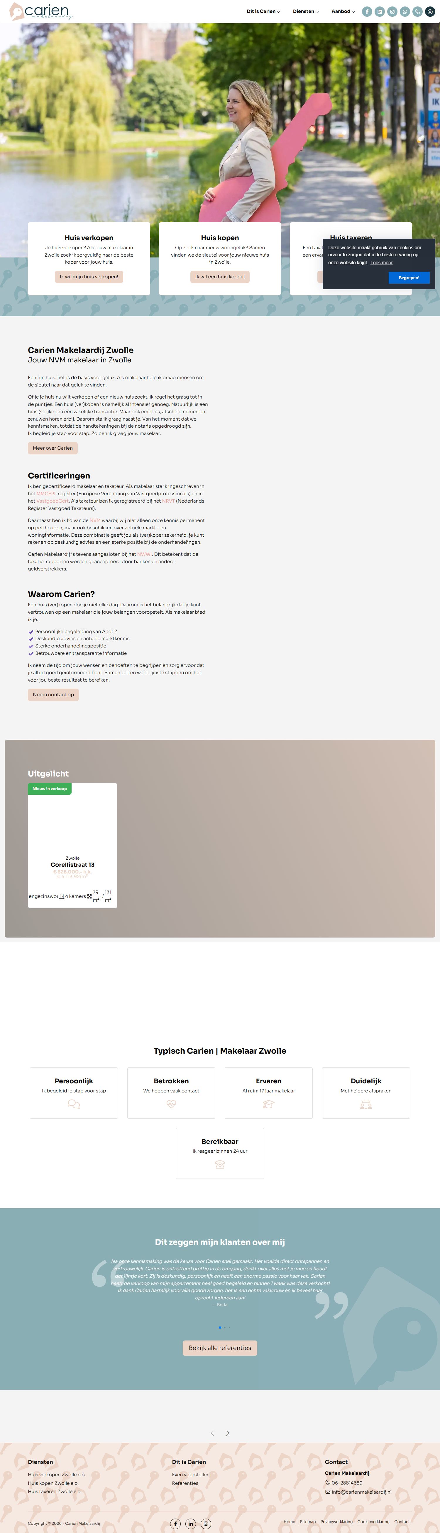 Capture d'écran du site web de www.carienmakelaardij.nl