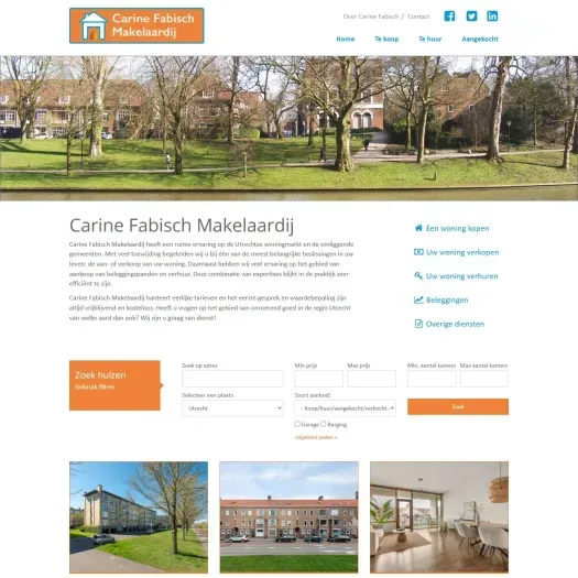 Screenshot van de website van www.carinefabischmakelaardij.nl