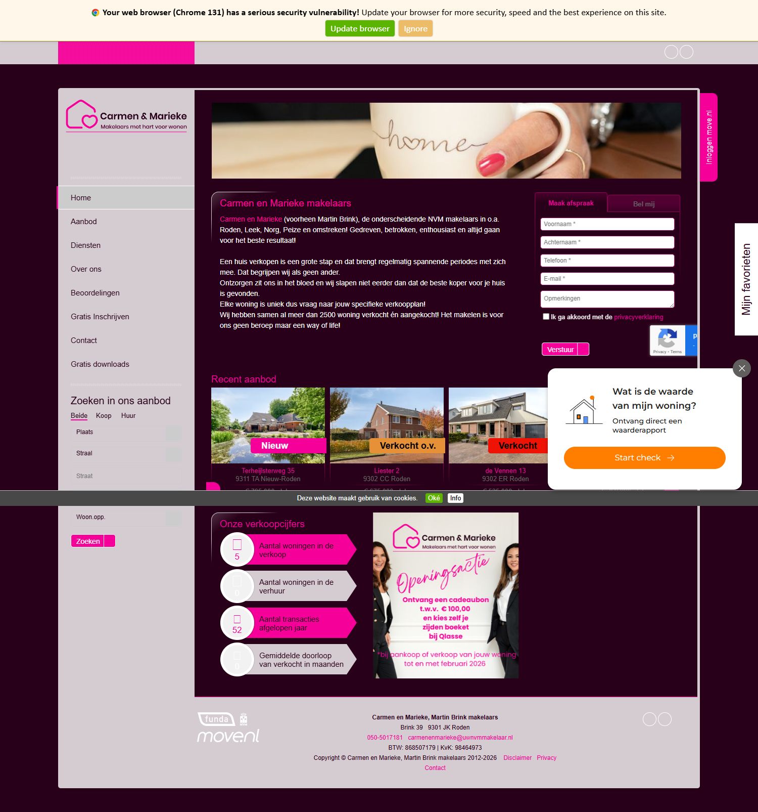 Capture d'écran du site web de www.uwnvmmakelaar.nl