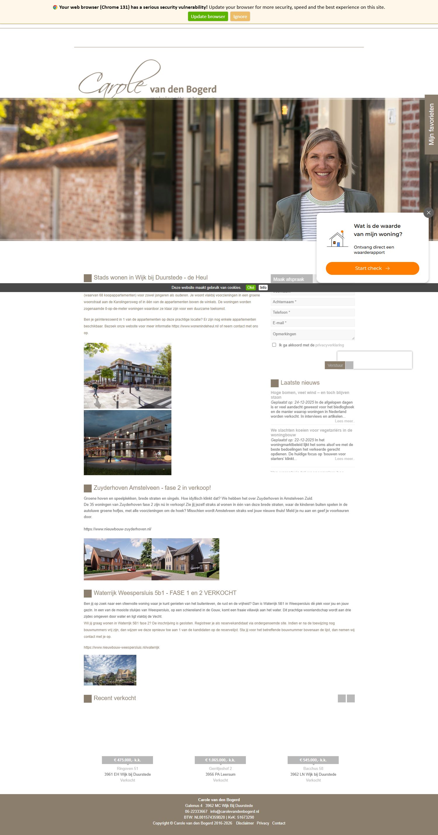 Screenshot der Website von www.carolevandenbogerd.nl